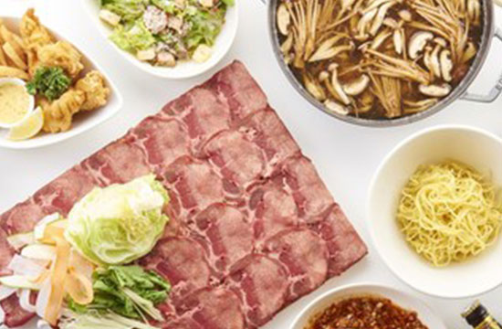”牛タンしゃぶしゃぶキノコ鍋コース”海外クラフトビール5種+他40種の飲み放題付き