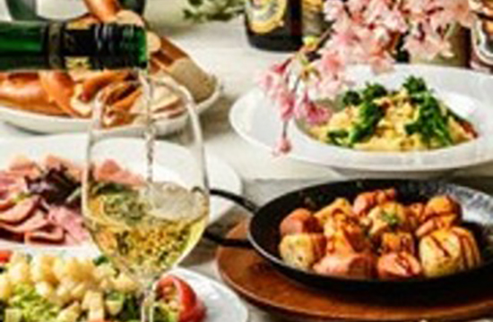 3月1日~【歓送迎会!飲み放題つき!】ハム3種盛、グリルソーセージ盛合せを含む全6品「カジュアルに!フリューリングコース」4500円飲み放題