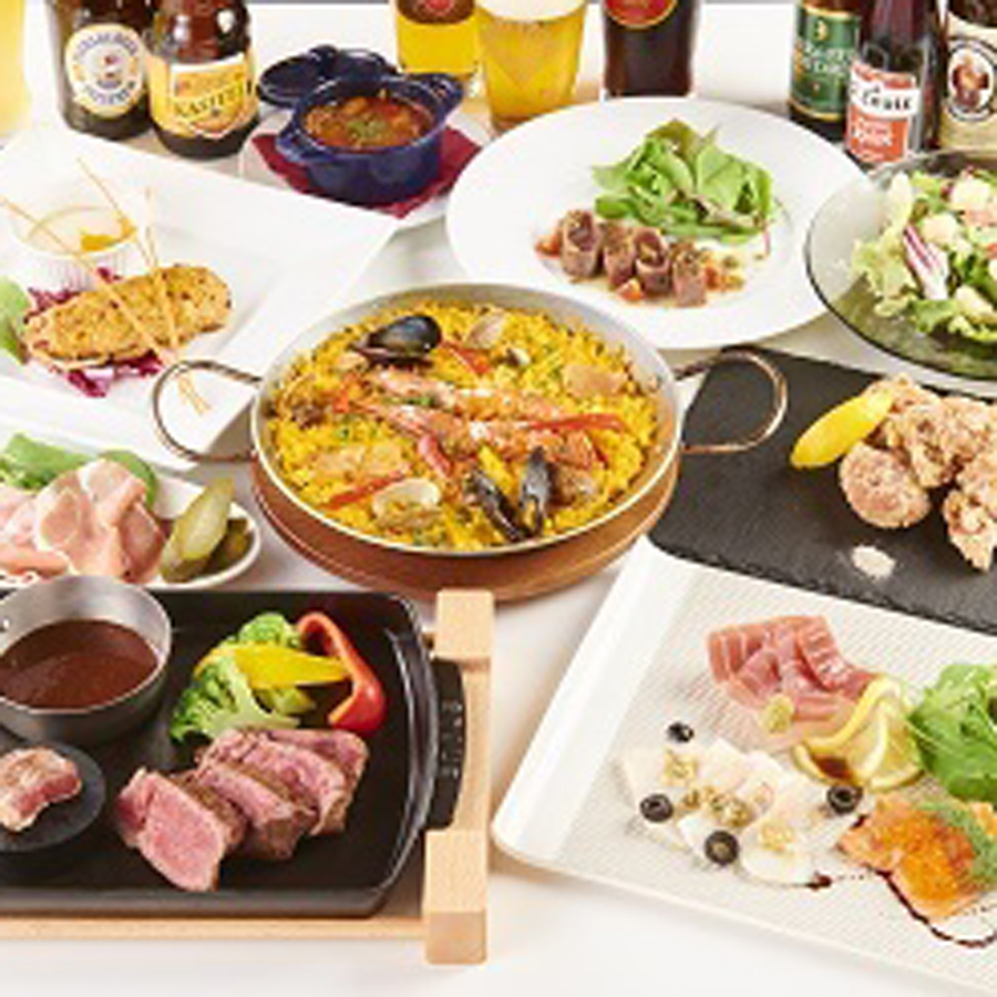 【個々盛り安心プラン 贅沢コース】<贅沢コース>新鮮魚介のタリアータ、名物 四万十鶏の唐揚げ、贅沢パエリア全8品3,000円(税抜)