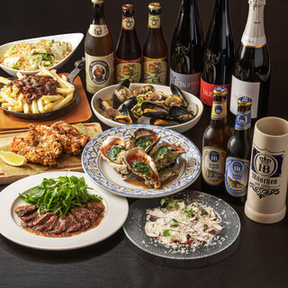 【2時間飲み放題×プレミアム】ローストビーフのカルパッチョや殻付き牡蠣のエスカルゴバター焼きなど、贅沢な前菜から始まり、メインは牛肉のタリアータ、特別な席にもふさわしいプレミアムコースです。
