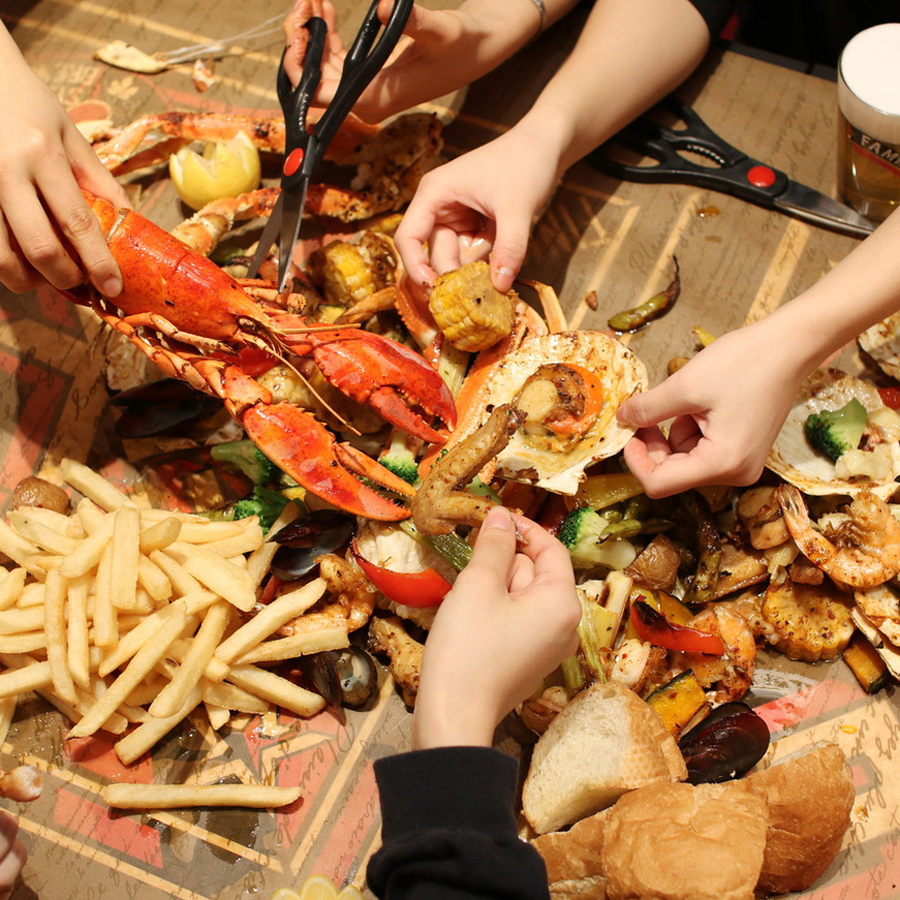 【お料理のみのプラン】シアトルの味を豪快に”掴み”取れ!!13種のコンボを含む全6品のスタンダードコンボコース!!