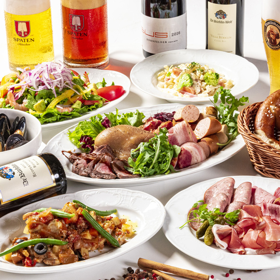 【豪華新年会プラン】≪全30種以上120分飲み放題6000円≫「ムール貝」「プレッツェル」「シュペッツレ」「特製肉盛りプレート」など当店のオススメメニューが一気に食べれる新年会ベルリンコース♪