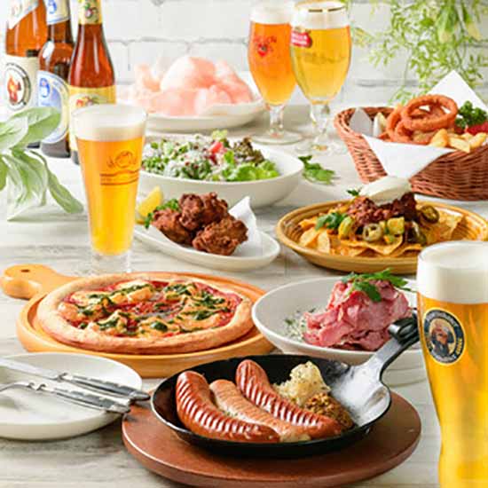 【大人気プラン】ランチも予約OK!お肉のWメイン含むお食事全9品堪能コース《樽生ビール5種含む40種類以上のドリンク飲み放題付》!!4,500円(税込)