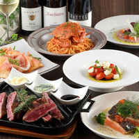 ◆1番人気【ワインミュージアムコース&45種類飲み放題付きプラン】~オフィシャルサイト限定特典&特別価格!~贅沢な渡り蟹のパスタ、メインにはサーロインステーキを盛り込んだ大満足のコース料理です。
