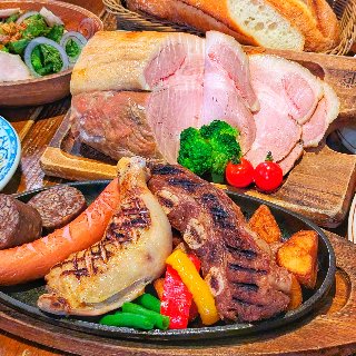 【BeerミーツMeat!!】★肉づくし!8品3500円★柔らかローストポーク★メインは4種の肉盛り★前菜からメインまで、10種のお肉を堪能せよ★お食事のみのコース★ドリンクはお好みでご利用ください♪