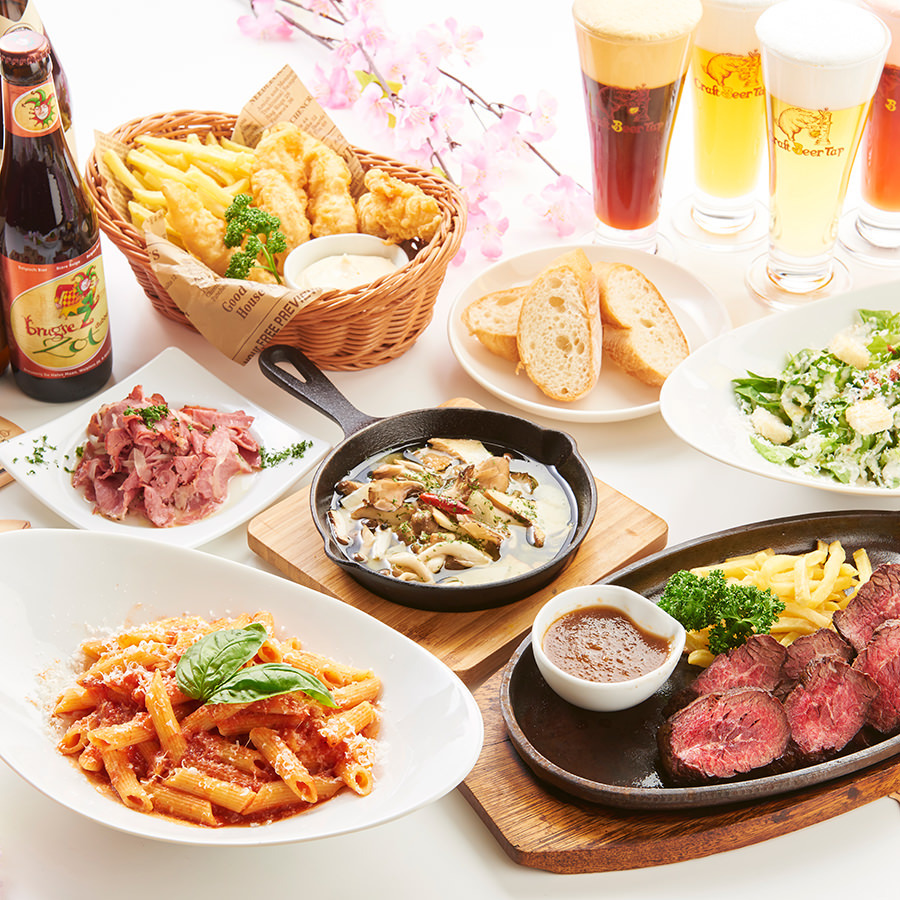 『歓送迎会カジュアルプラン~メインに厚切り牛ハラミのバベットステーキ~3980円→3500円』<120分飲み放題付き>飲み放題