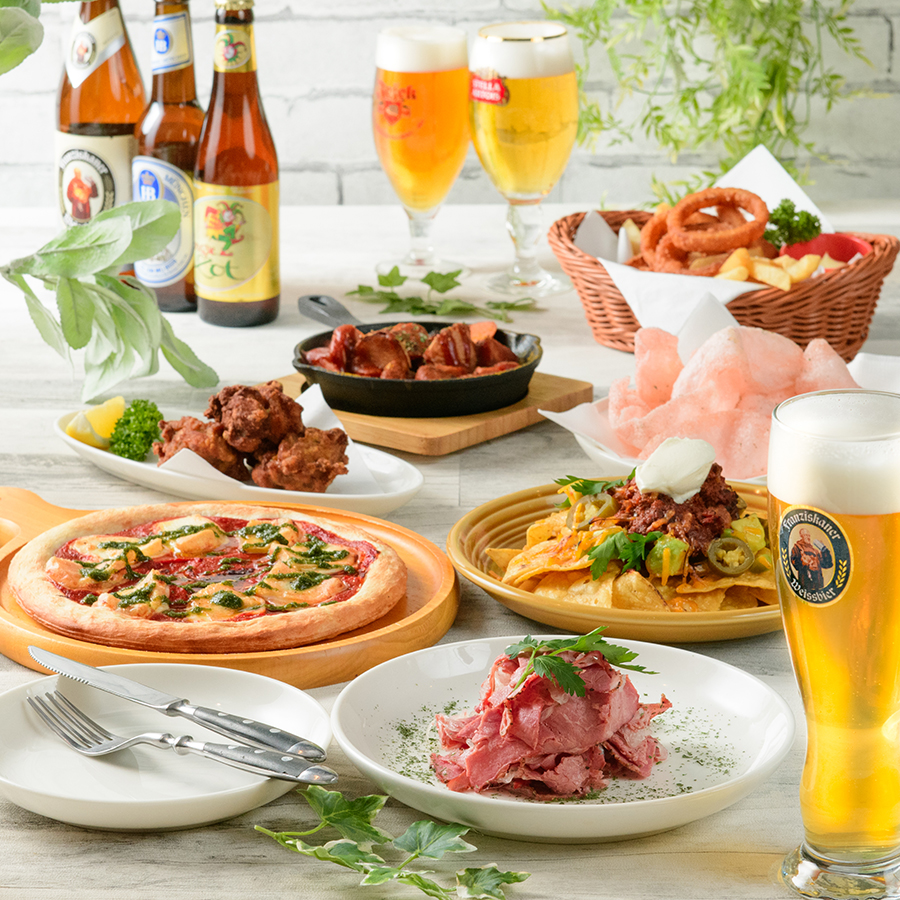 【7月平日限定(日〜木)】ハッピーアワーご予約(16:30~18:30退席、20:30~22:30退席、2時間制)で4500円→3500円!!「満喫コース」樽生ビール5種含む50種超2時間飲み放題付!!