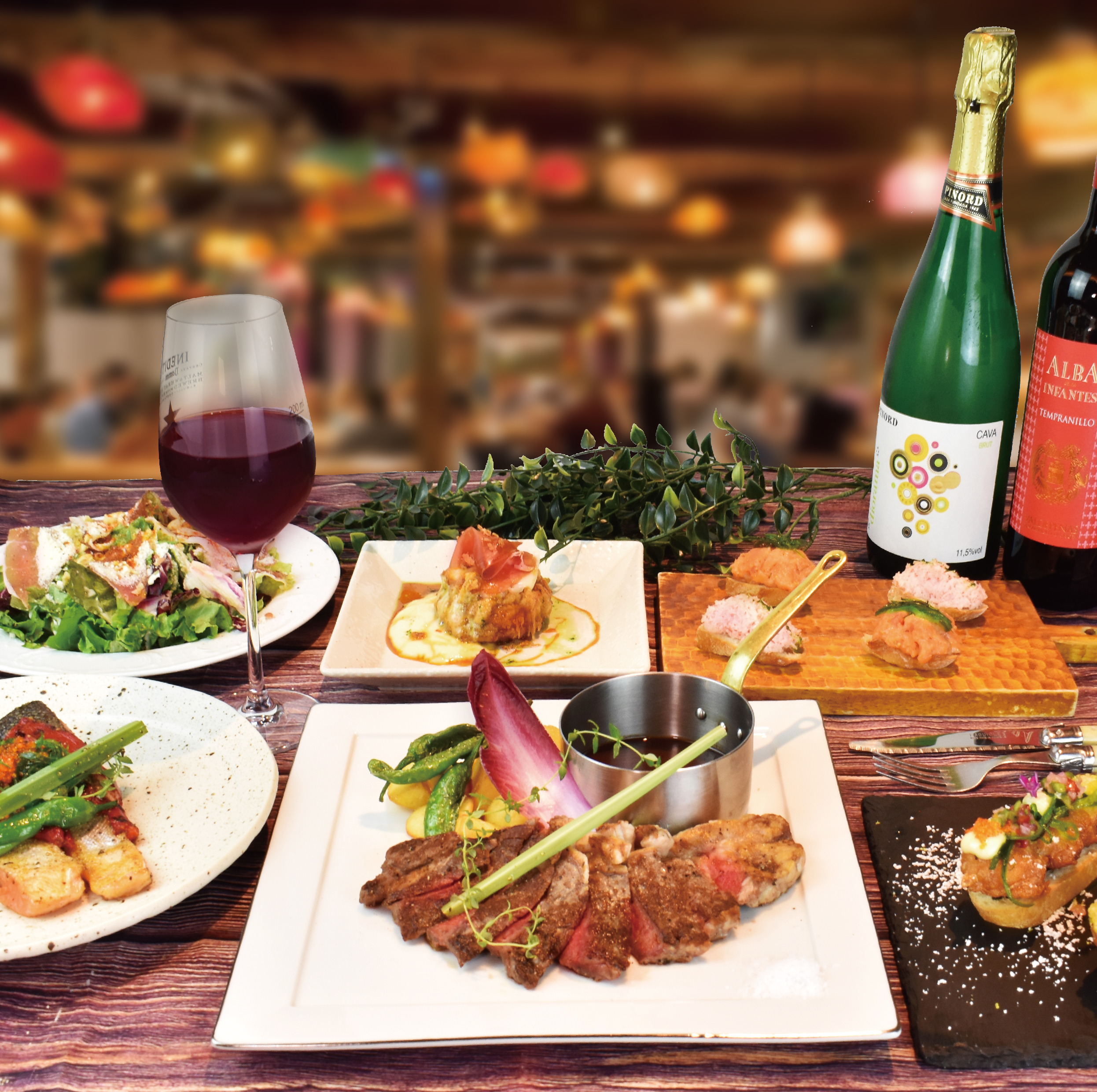 【☆新忘年会特別コース☆】～高級感あるグランソル本店メニューにサーロインステーキもついた料理を堪能できるコース～