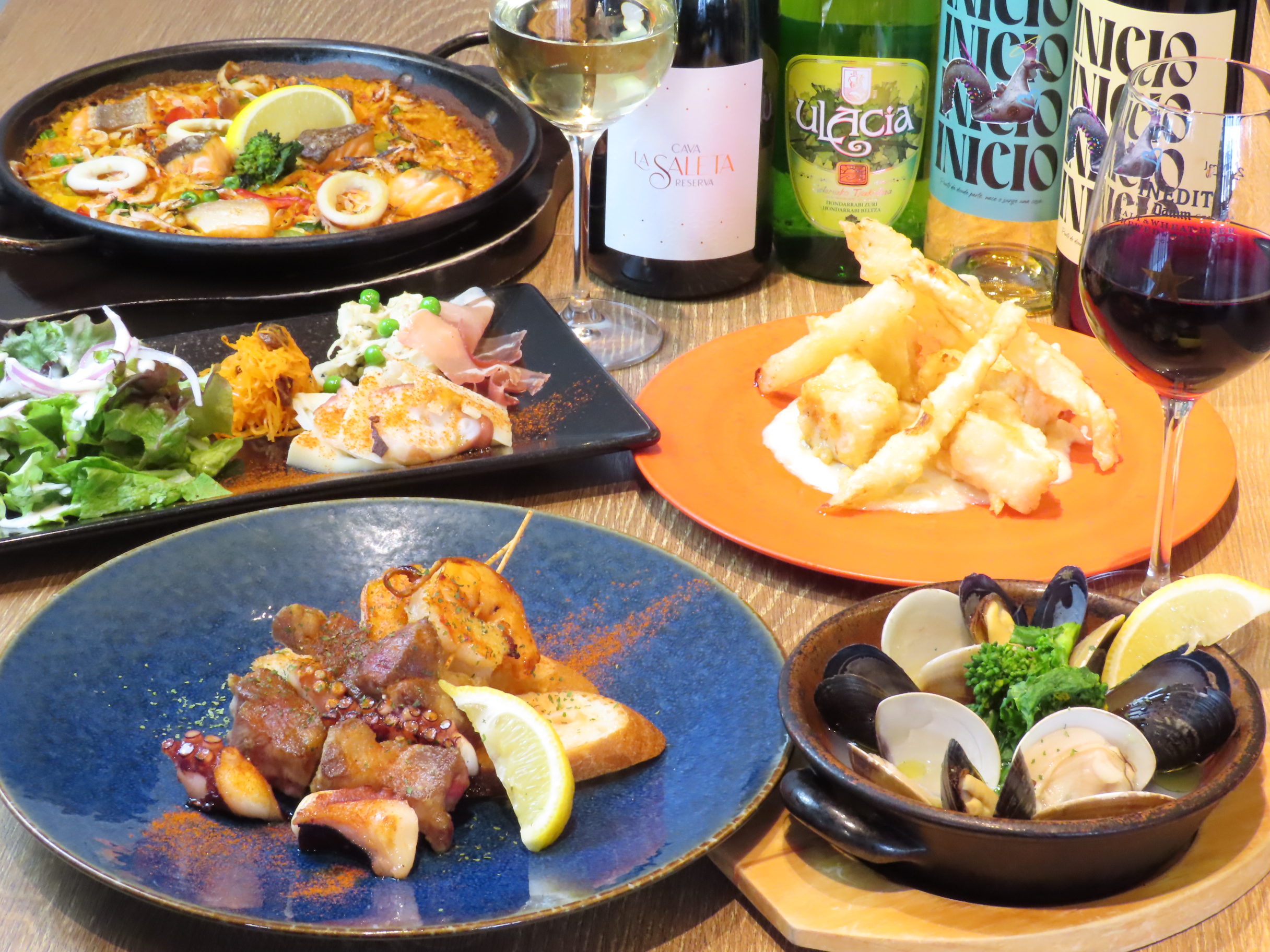 【春のおすすめコース♪】季節を感じられる春の旬な食材をふんだんに盛り込んだスペイン風に仕上げたワインとも相性抜群のコースです♪