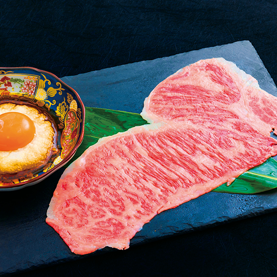 Grilled Wagyu sukishabu with egg tororo sauce　和牛の炙りすきしゃぶ ～卵黄とろろダレと絡めて〜