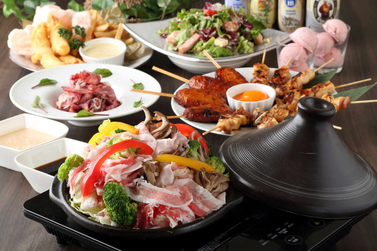 【5～6月フェア】春満喫■日本各地の厳選ウイスキーと楽しむ串焼きと肉蒸しコース&ジャパニーズウイスキー5種とビール含35種飲み放題『串焼き鳥と豚肉の野菜蒸し&鮮魚の天ぷらに牛肉の酢漬け』など特別プラン
